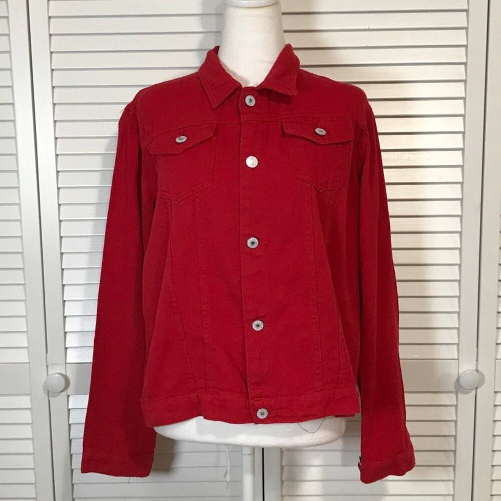 Jeans Y2K Red Streetwear Retro Denim Tucker Jacket XL
